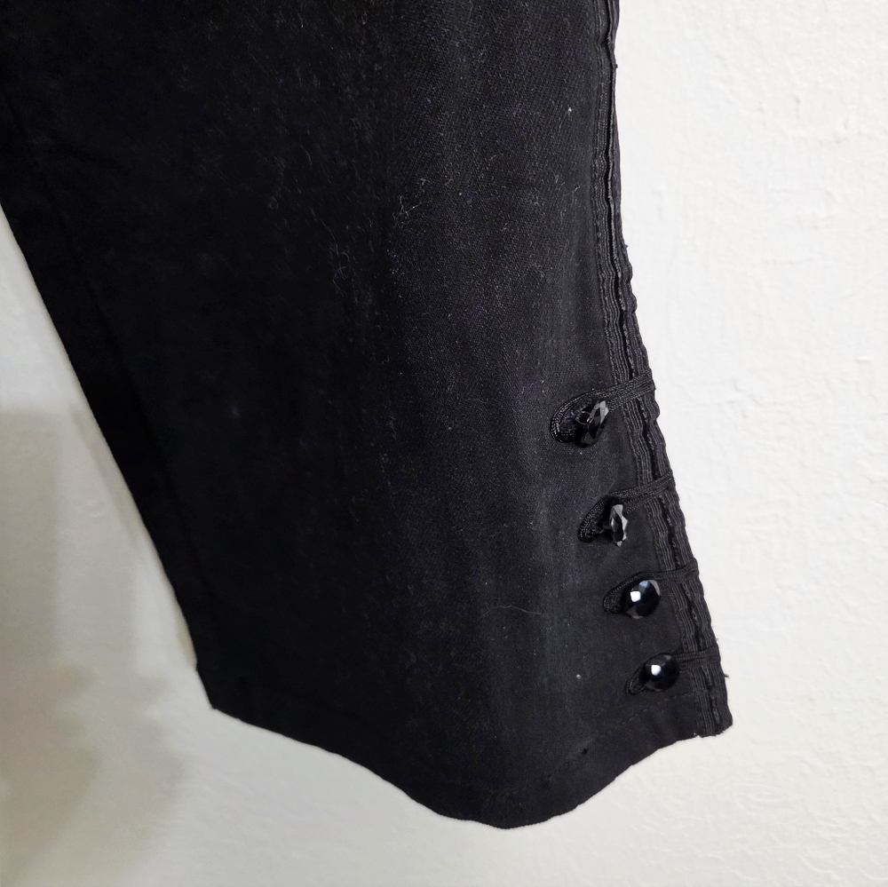 Lauren Ralph Lauren Black Jeans with 4-Buttons on Bottom Sides of Legs, Size 12 - Picture 2 of 7